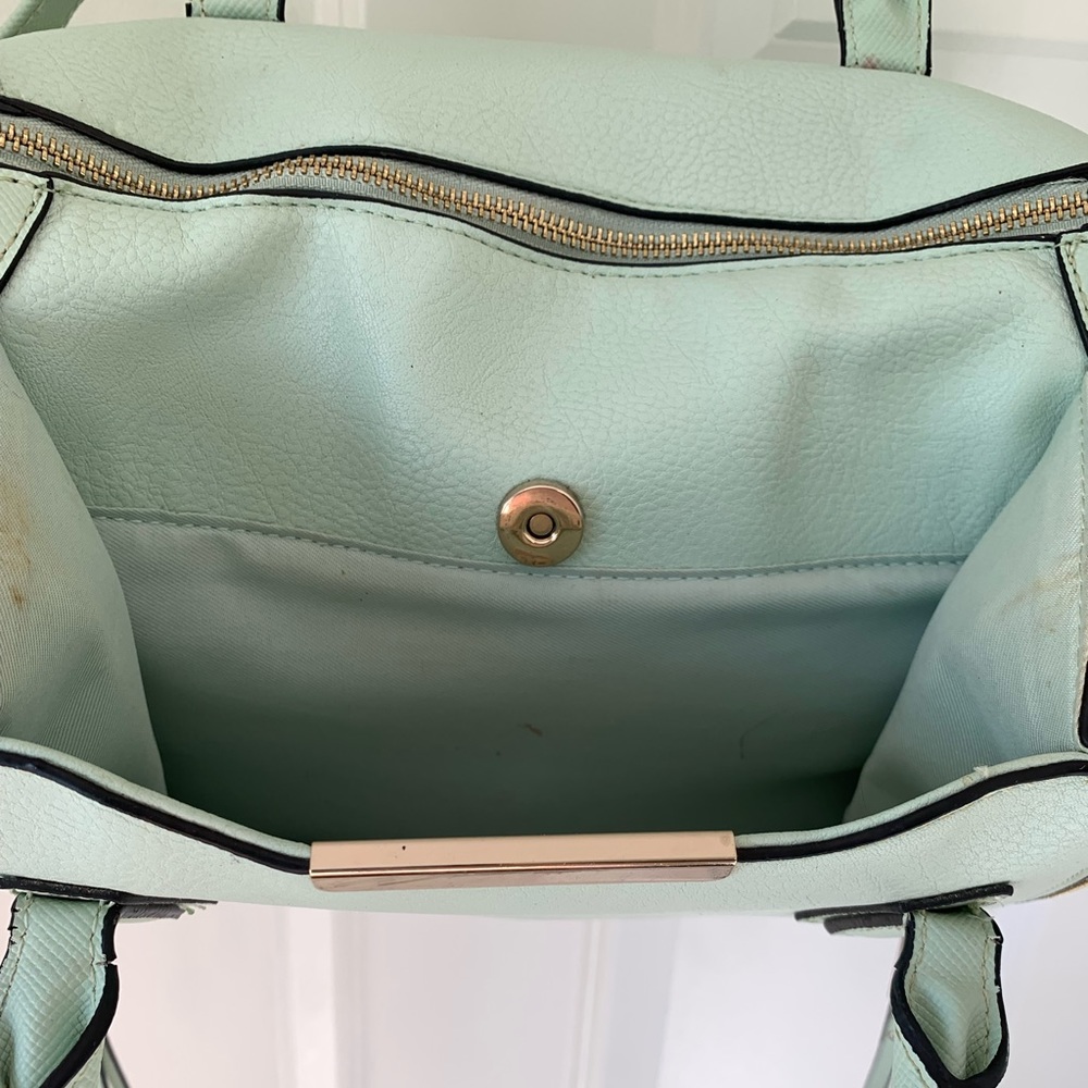 Merona Mint Green Blue Shoulder Handbag‎ Crossbody Gold Zip Women’s Purse Target - Picture 8 of 14